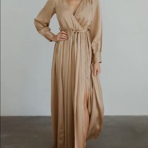Satin gold maxi dress